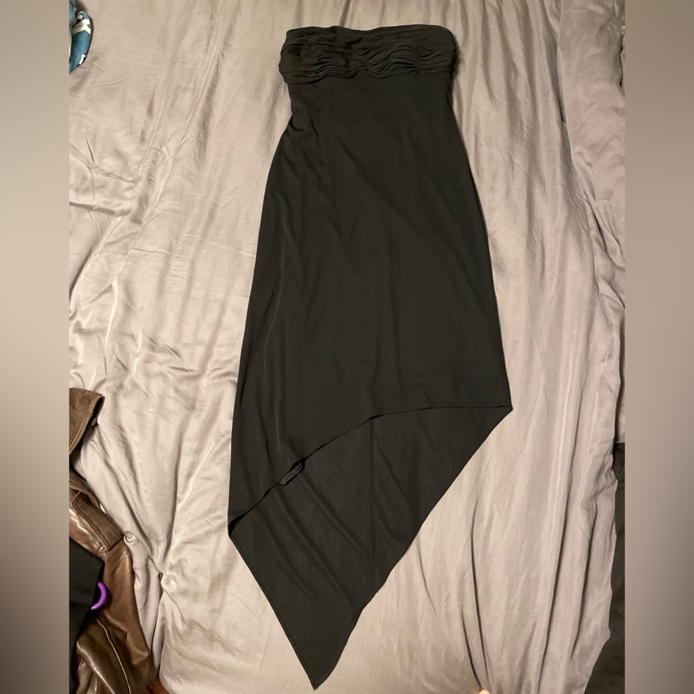 David Meister Asymmetrical Black Dress